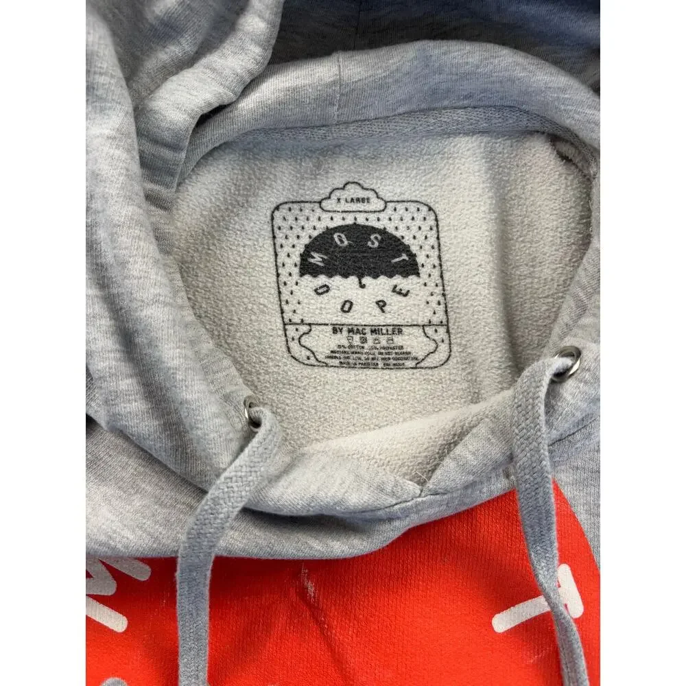 RARE Preowned Authentic Gray Mac Miller Zumiez Most Dope Umbrella Hoodie Size XL